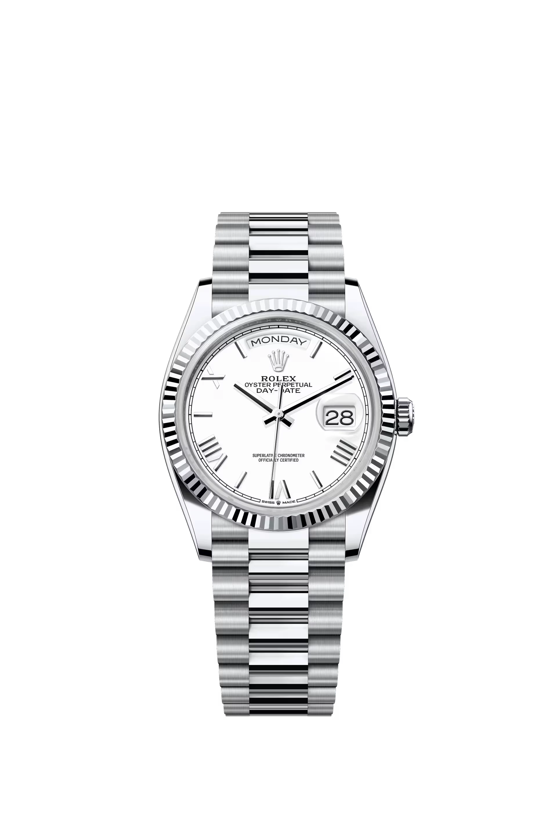 Rolex Day Date 36 mm Platinum White Dial Roman Markers Ref. 128236