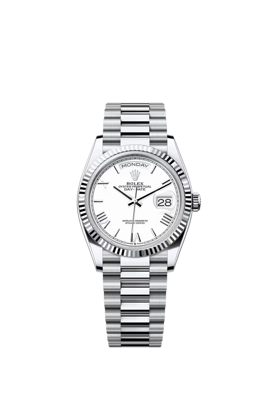 Rolex Day Date 36 mm Platinum White Dial Roman Markers Ref. 128236