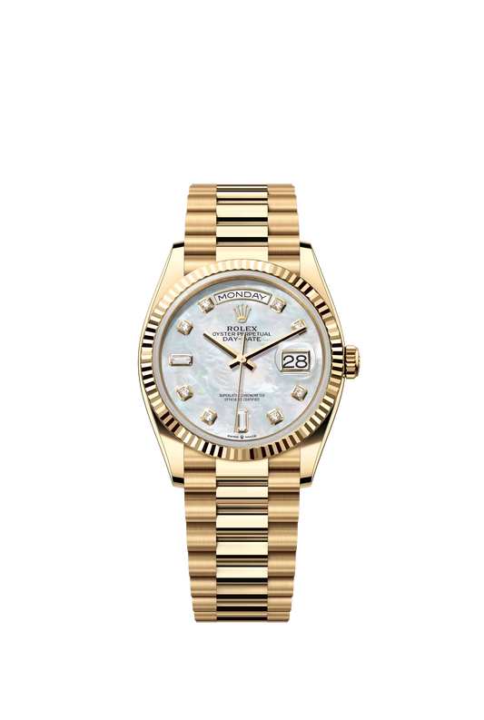 Rolex Day Date 36mm Yellow Gold MOP Dial Diamond Markers Ref. 128238