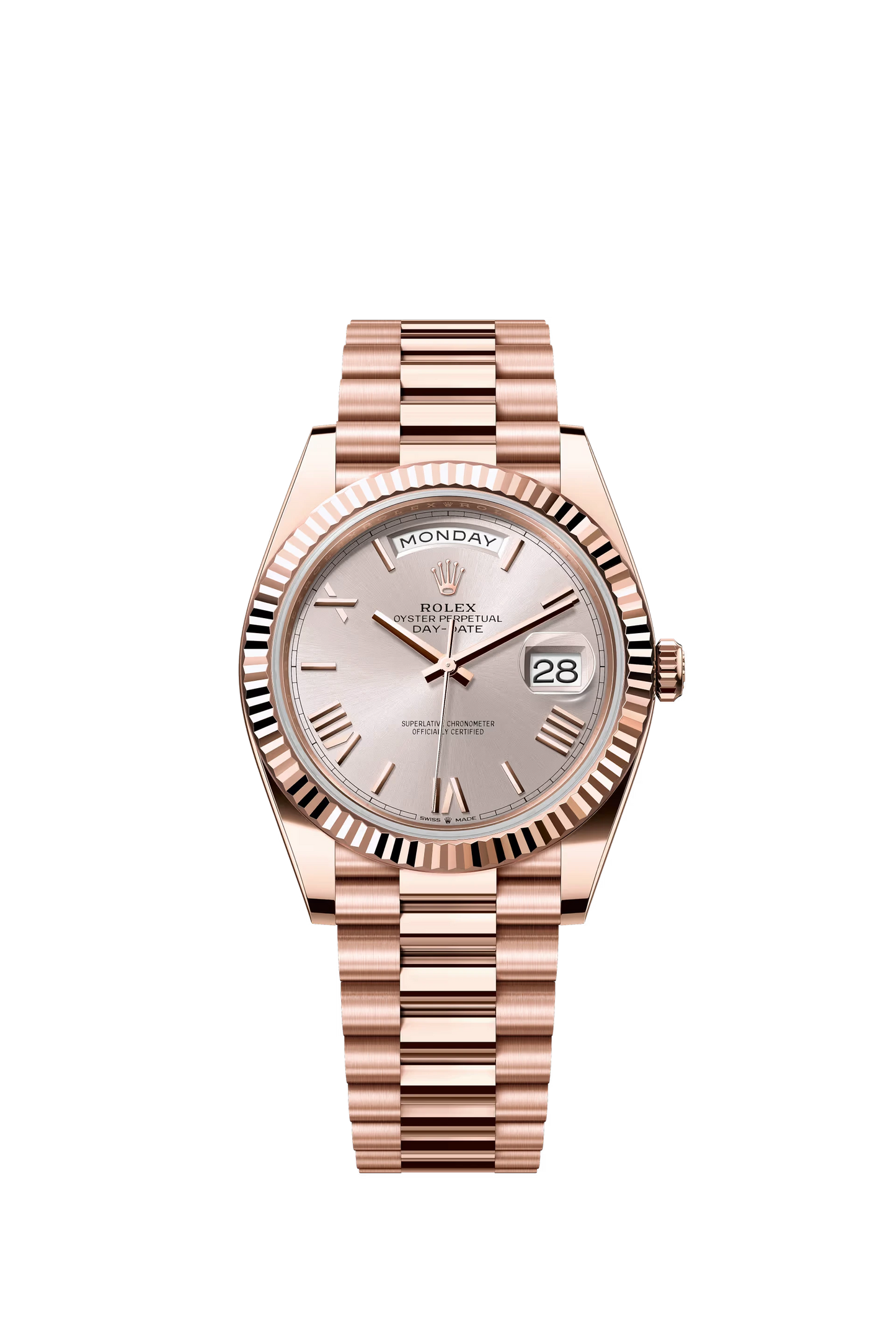 Rolex Day Date 40 Everose Gold Sundust Dial Roman Markers President Bracelet Ref. 228235