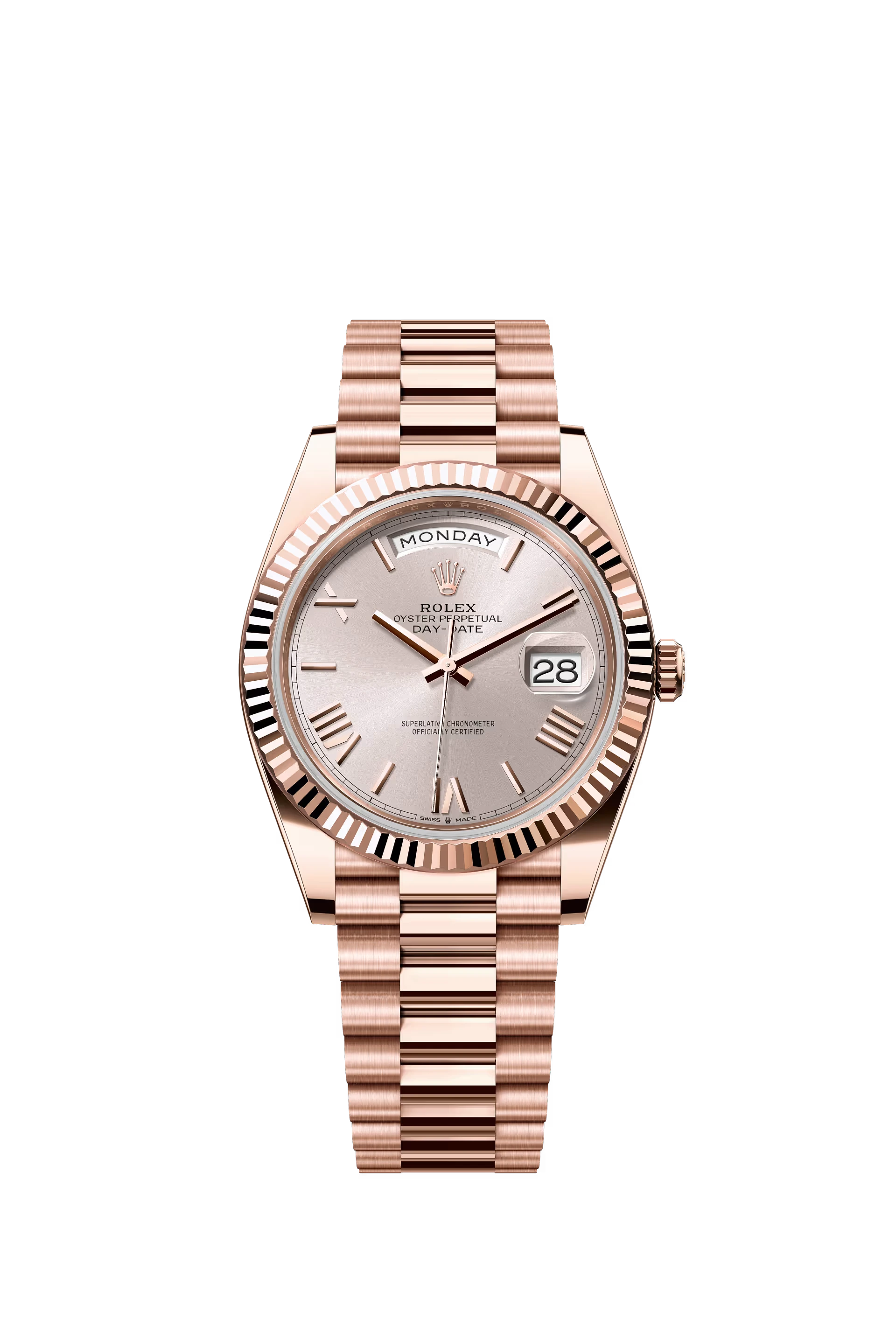 Rolex Day Date 40 Everose Gold Sundust Dial Roman Markers President Bracelet Ref. 228235