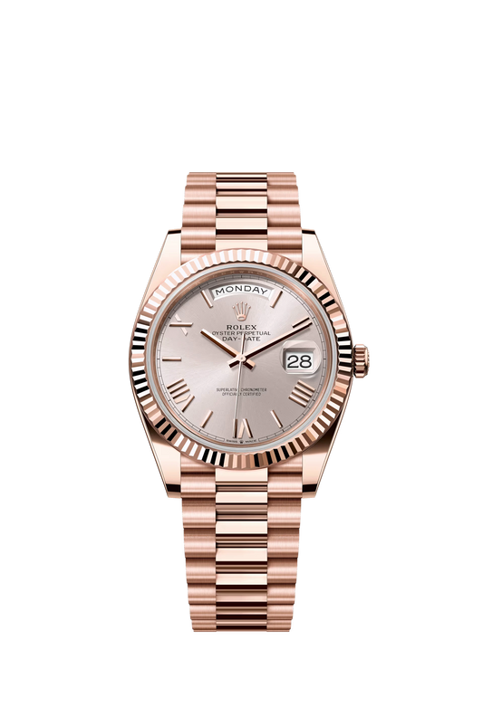 Rolex Day Date 40 Everose Gold Sundust Dial Roman Markers President Bracelet Ref. 228235