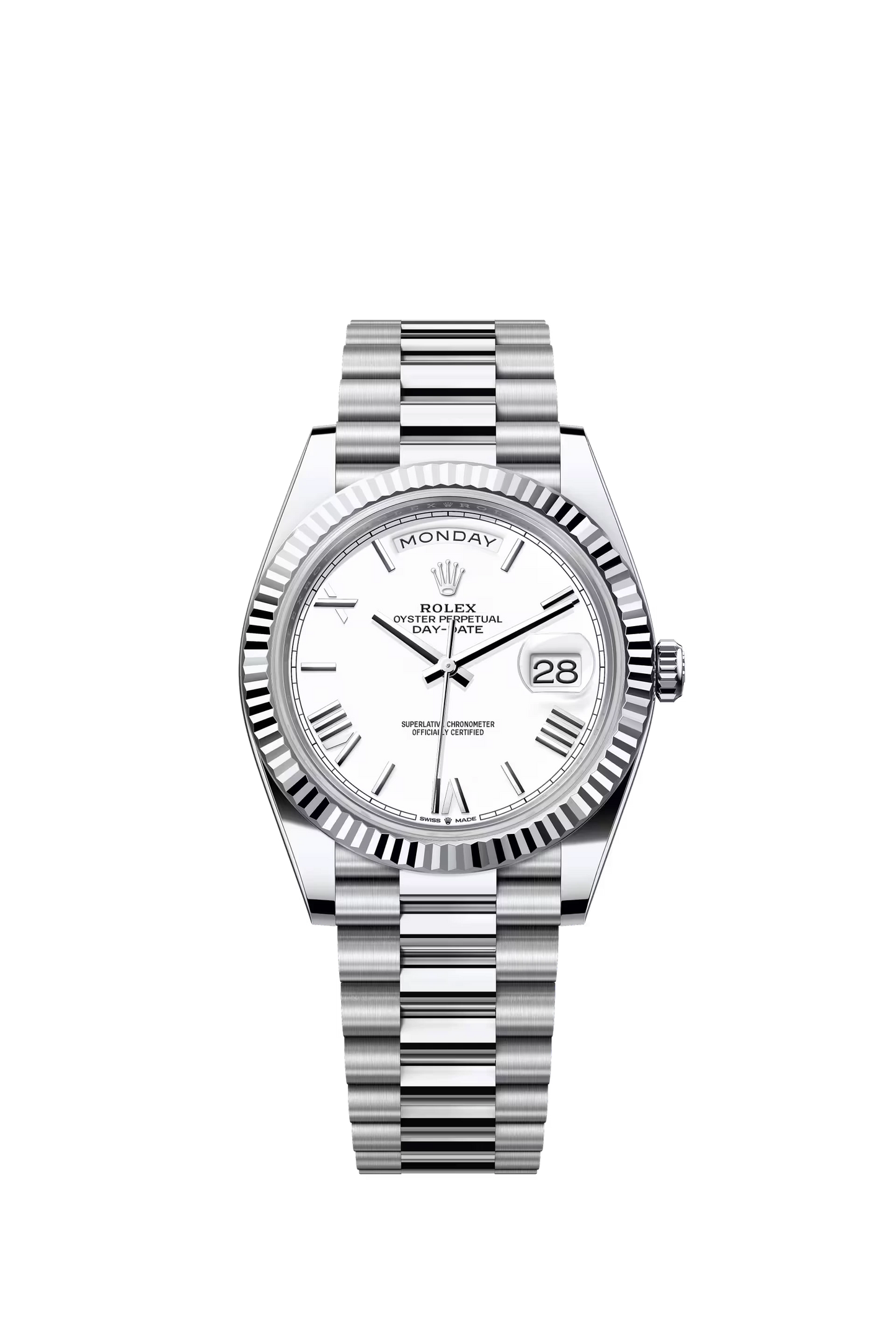 Rolex Day Date 40 Platinum Olive Green Dial Roman Markers President Bracelet Ref. 228236