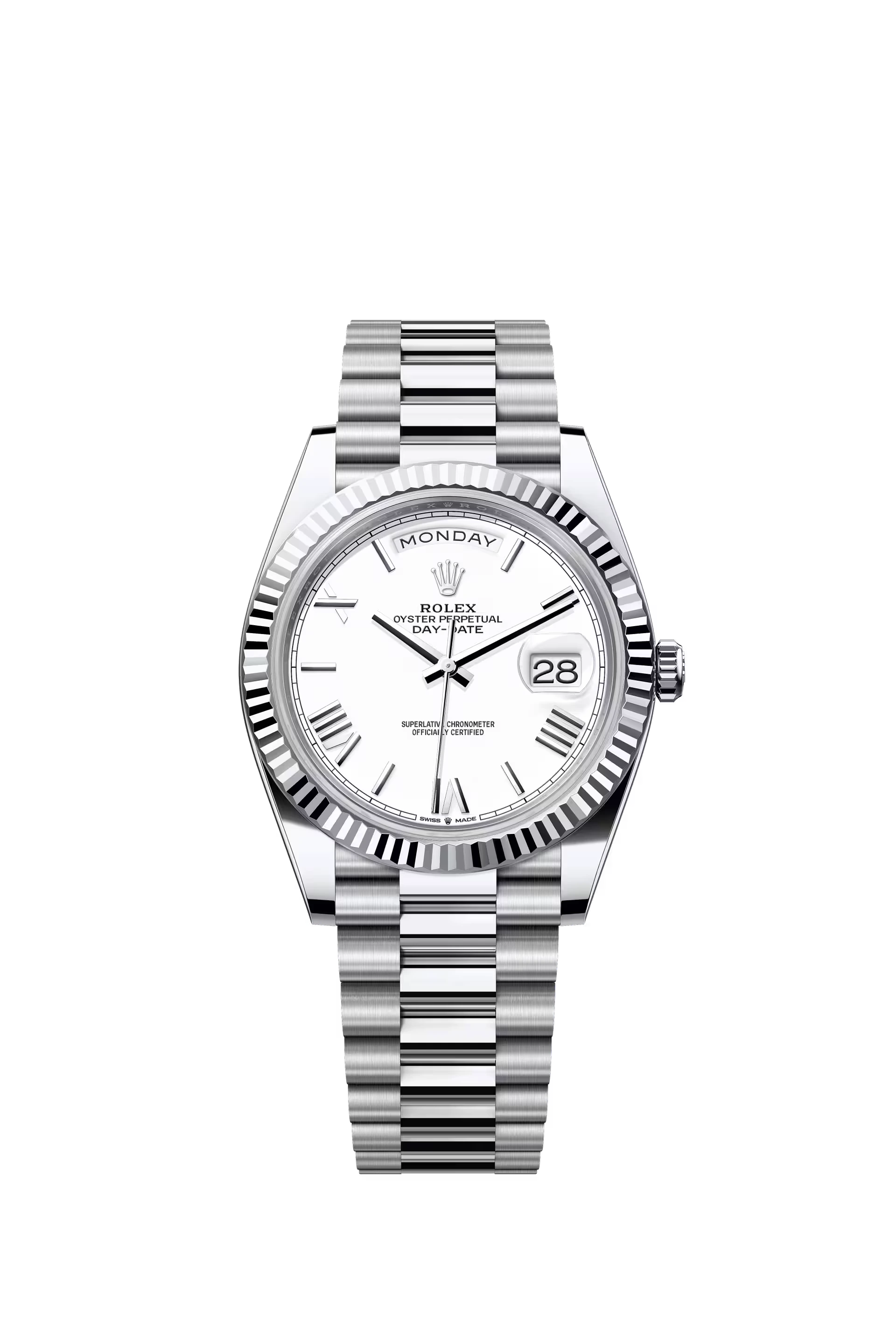 Rolex Day Date 40 Platinum Olive Green Dial Roman Markers President Bracelet Ref. 228236