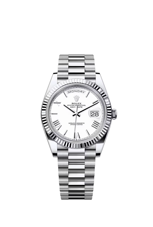 Rolex Day Date 40 Platinum Olive Green Dial Roman Markers President Bracelet Ref. 228236