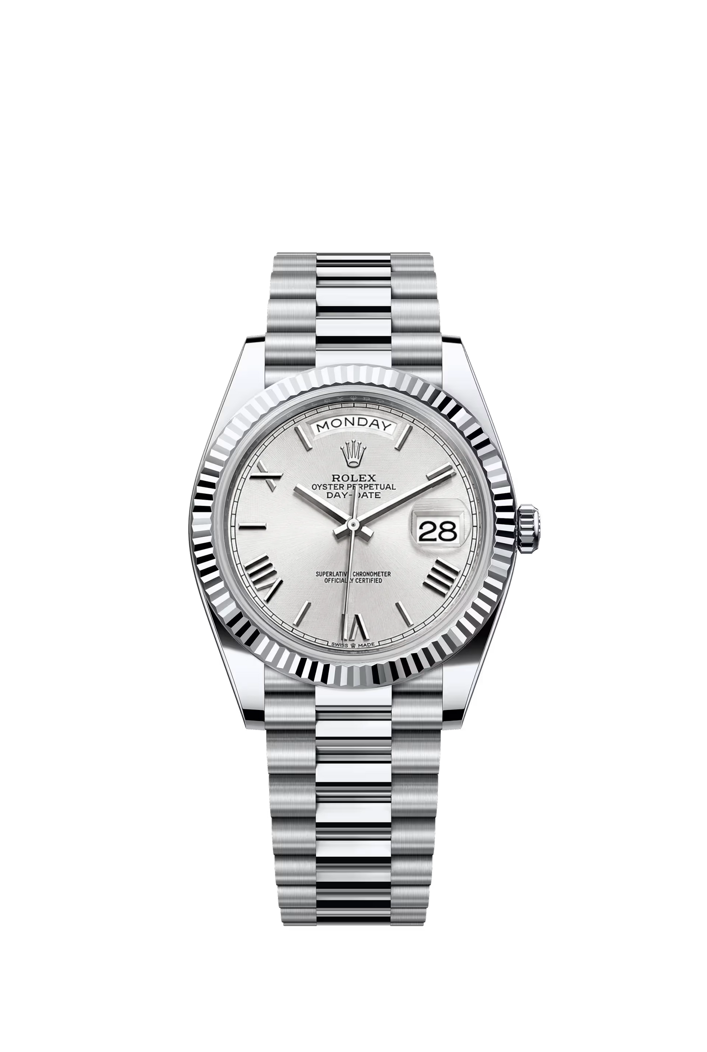 Rolex Day Date 40 Platinum Silver Dial Roman Markers President Bracelet Ref. 228236
