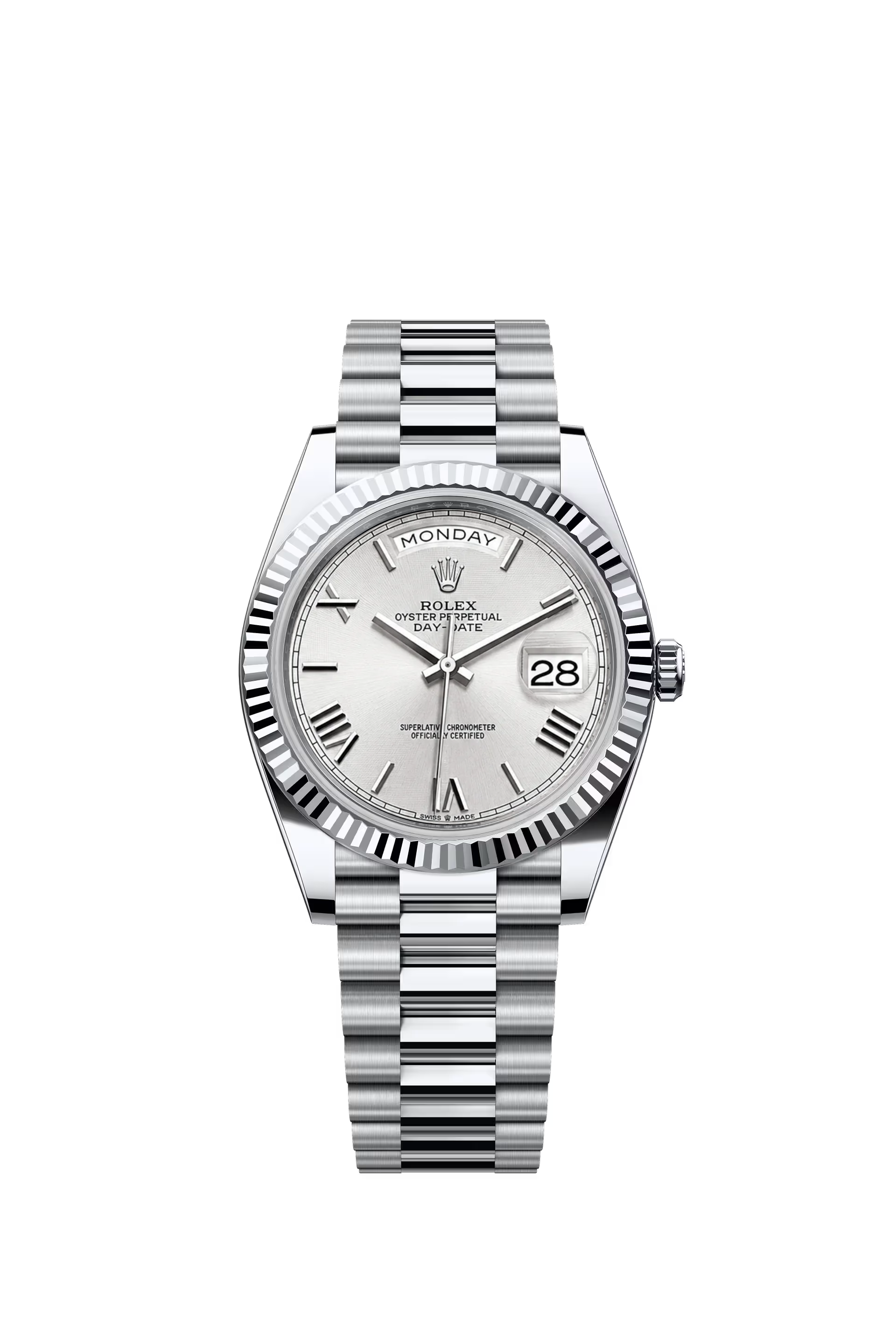 Rolex Day Date 40 Platinum Silver Dial Roman Markers President Bracelet Ref. 228236