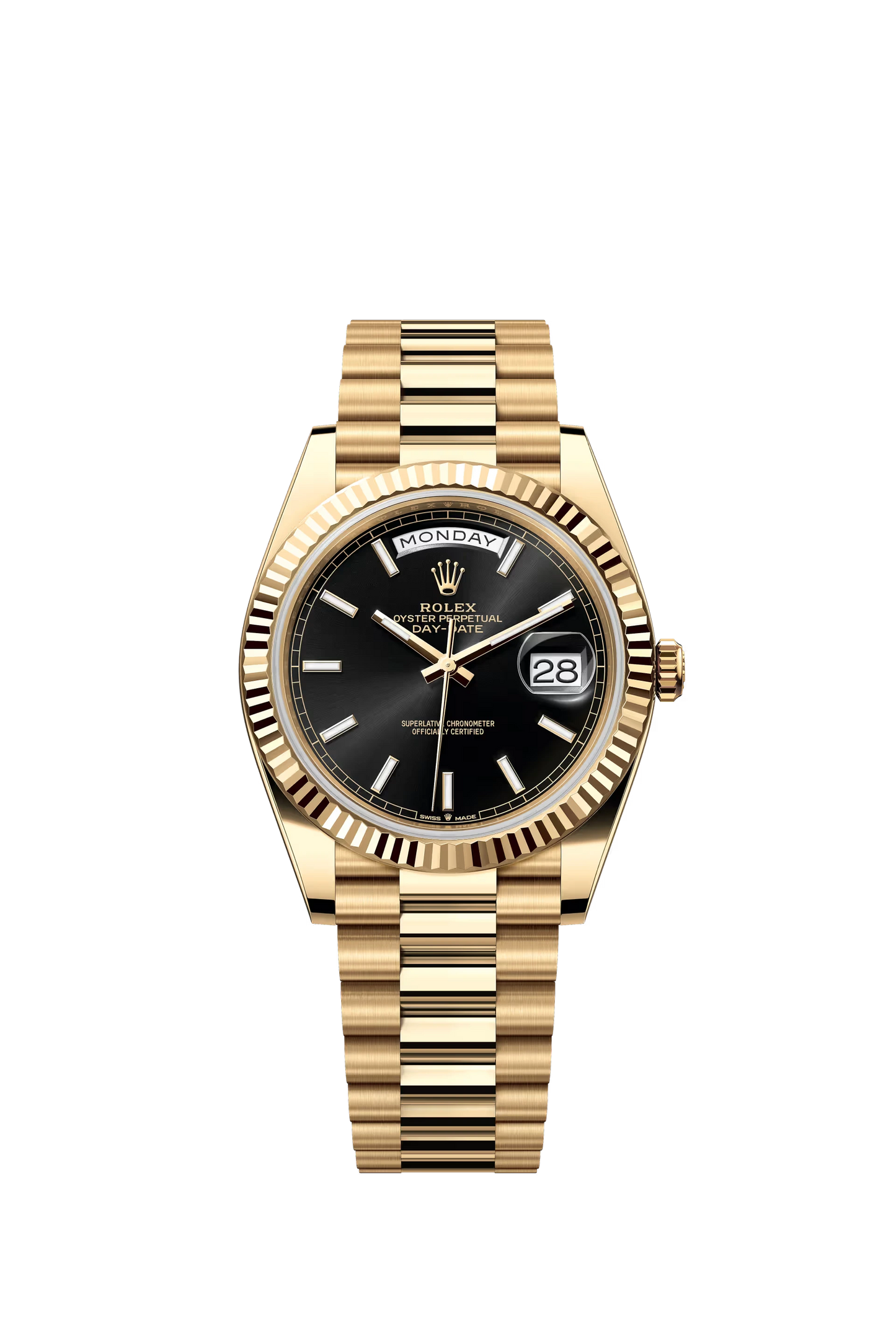 Rolex Day Date 40 Yellow Gold Black Stick Dial 228238