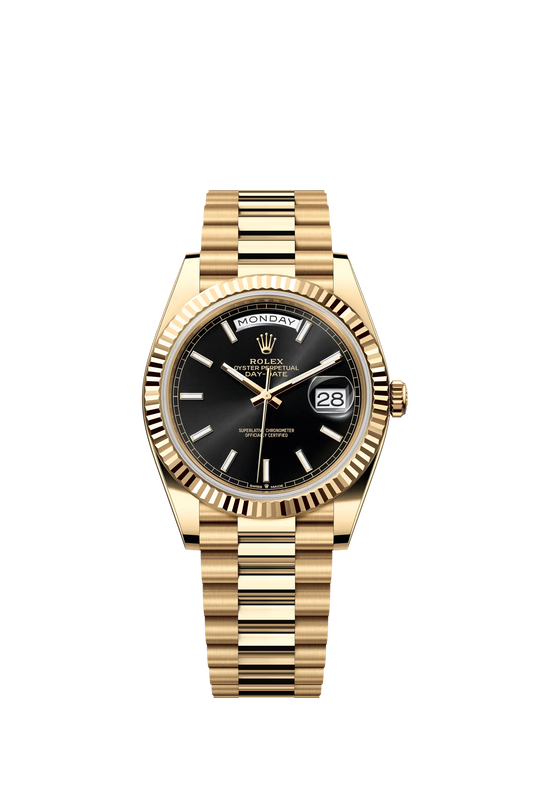 Rolex Day Date 40 Yellow Gold Black Stick Dial 228238