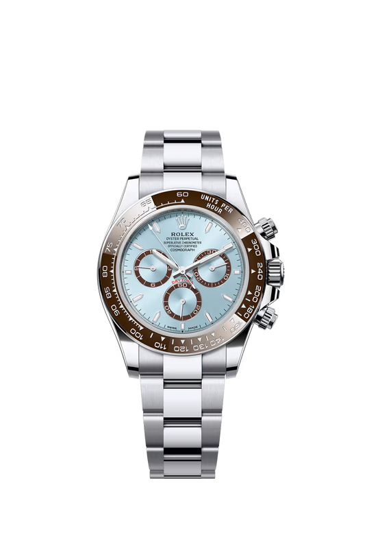 Rolex Cosmograph Daytona ref 126506 in platinum with ice blue dial and ceramic bezel
