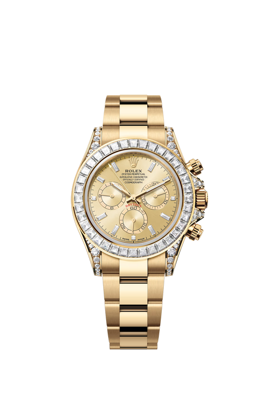 Rolex Cosmograph Daytona ref 126598TBR in yellow gold with diamond-set bezel