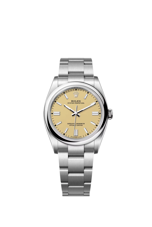 Rolex Oyster Perpetual 36 Oystersteel Beige Dial Stick Markers Oyster Bracelet Ref. 126000