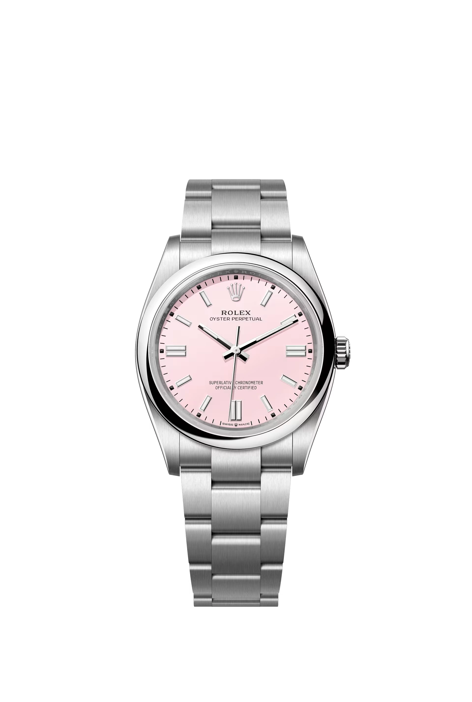 Rolex Oyster Perpetual 36 Oystersteel Candy Pink Dial Stick Markers Oyster Bracelet Ref. 126000