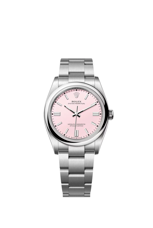 Rolex Oyster Perpetual 36 Oystersteel Candy Pink Dial Stick Markers Oyster Bracelet Ref. 126000