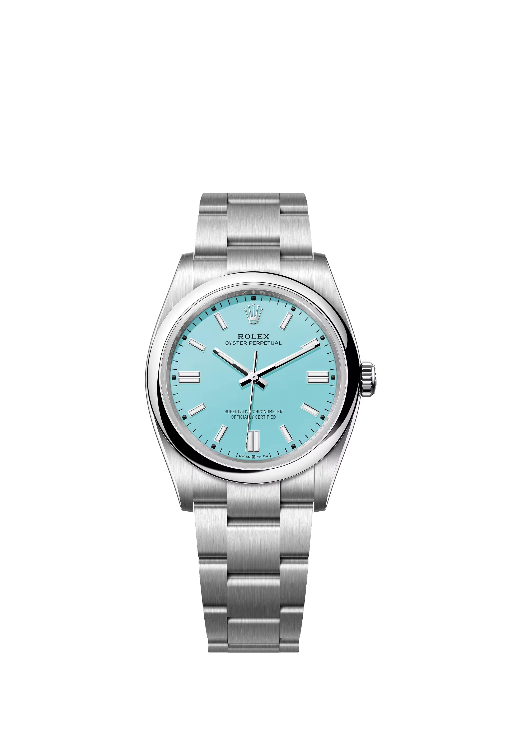 Rolex Oyster Perpetual 36 Oystersteel Tiffany Blue Dial Stick Markers Oyster Bracelet Ref. 126000
