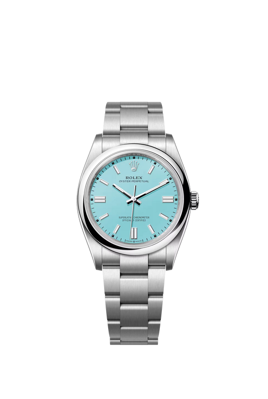 Rolex Oyster Perpetual 36 Oystersteel Tiffany Blue Dial Stick Markers Oyster Bracelet Ref. 126000