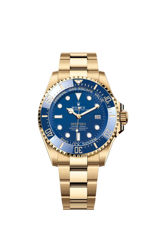 Rolex Sea-Dweller Deepsea 44 mm ref 136668LB in yellow gold with blue dial