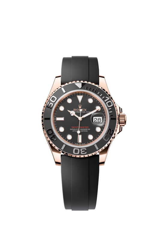 Rolex Yacht-Master 40 ref 126655 in Everose gold with black Oysterflex bracelet