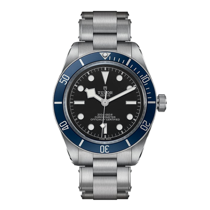 Tudor Black Bay Fifty-Eight Blue M79030B-0001 stainless steel watch with blue bezel blue dial and steel bracelet